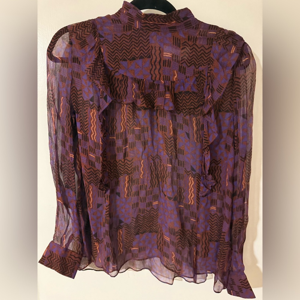 ba&sh Purple and Black Sheer Blouse